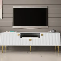 Garnero Arredamenti Mobile Tv Basso|Mobili Tv Moderni-Mobile porta TV 160x54h cm 1 cassetto 1 vano a giorno bianco Falun