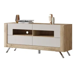 Garnero Arredamenti Mobile Tv Basso-Mobile porta TV 160x74h cm 2 cassetti rovere tortora lucido Jumbo Tortora - Rovere