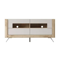 Garnero Arredamenti Mobile Tv Basso-Mobile porta TV 160x74h cm 2 cassetti rovere tortora lucido Jumbo Tortora - Rovere
