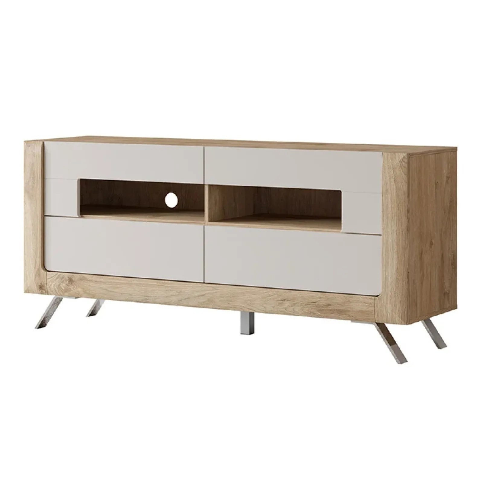 Garnero Arredamenti Mobile Tv Basso-Mobile porta TV 160x74h cm 2 cassetti rovere tortora lucido Jumbo Tortora - Rovere