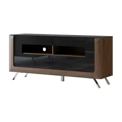 Garnero Arredamenti Mobile Tv Basso-Mobile porta TV 160x74h cm 2 cassetti noce nero lucido Jumbo Nero Lucido - Noce