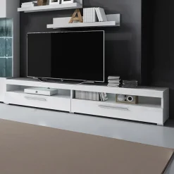 Garnero Arredamenti Mobile Tv Basso-Mobile porta TV 200x35h cm 2 cassetti Frisk Bianco Lucido