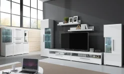 Garnero Arredamenti Mobile Tv Basso-Mobile porta TV 200x35h cm 2 cassetti Frisk Bianco Lucido