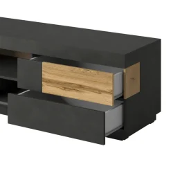 Garnero Arredamenti Mobile Tv Basso|Mobili Tv Moderni-Mobile porta TV 160x54h cm 2 cassetti antracite rovere Bahama