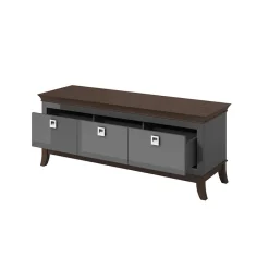 Garnero Arredamenti Mobile Tv In Legno|Mobili Tv Moderni-Mobile porta TV 160x63h cm 3 cassetti moderno antracite lucido rovere scuro Umag