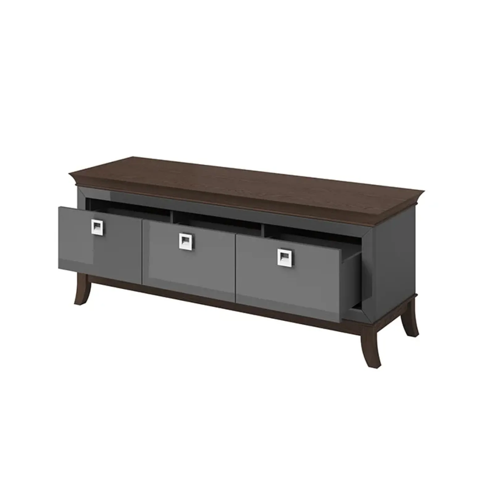 Garnero Arredamenti Mobile Tv In Legno|Mobili Tv Moderni-Mobile porta TV 160x63h cm 3 cassetti moderno antracite lucido rovere scuro Umag