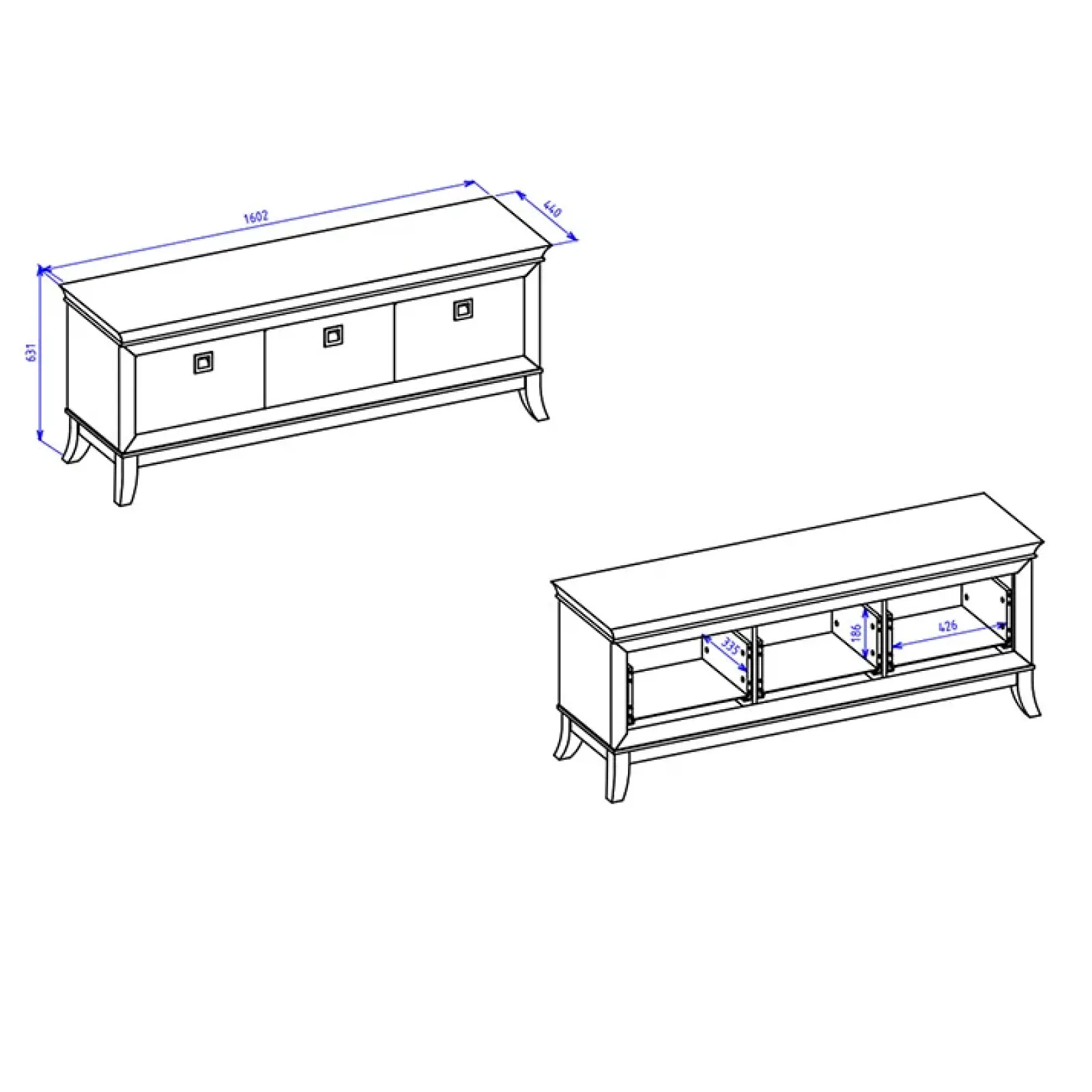 Garnero Arredamenti Mobile Tv In Legno|Mobili Tv Moderni-Mobile porta TV 160x63h cm 3 cassetti moderno antracite lucido rovere scuro Umag