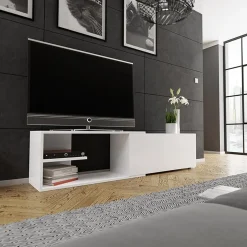 Garnero Arredamenti Mobili Tv Moderni|Mobile Tv Moderno-Mobile porta TV 137/180x40h cm allungabile moderno bianco Pepita