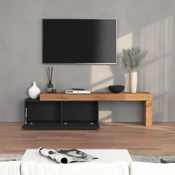Garnero Arredamenti Mobile Tv Basso|Mobili Tv Moderni-Mobile porta tv 220x51h cm antracite rovere Block Antracite - Rovere
