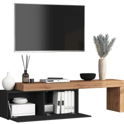 Garnero Arredamenti Mobile Tv Basso|Mobili Tv Moderni-Mobile porta tv 220x51h cm antracite rovere Block Antracite - Rovere