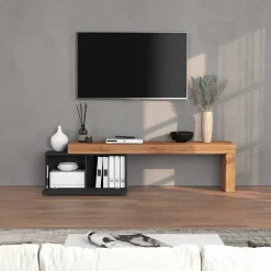 Garnero Arredamenti Mobile Tv Basso|Mobili Tv Moderni-Mobile porta tv 210x51h cm antracite rovere Block Antracite - Rovere