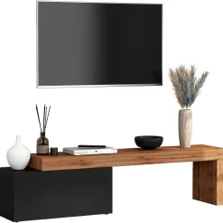 Garnero Arredamenti Mobile Tv Basso|Mobili Tv Moderni-Mobile porta tv 210x51h cm antracite rovere Block Antracite - Rovere