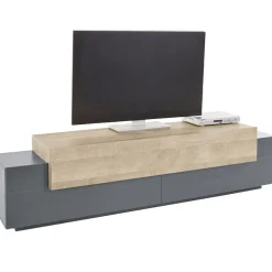 Garnero Arredamenti Mobile Tv Basso|Mobili Tv Moderni-Mobile porta TV 200x52h cm antracite rovere Milos Gihome® Antracite - Rovere Rustico
