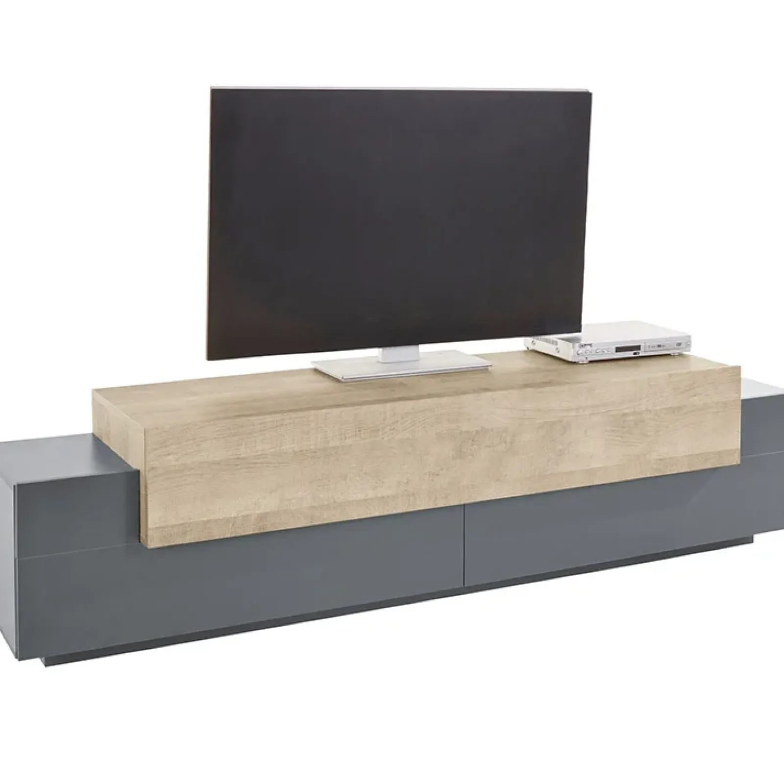 Garnero Arredamenti Mobile Tv Basso|Mobili Tv Moderni-Mobile porta TV 200x52h cm antracite rovere Milos Gihome® Antracite - Rovere Rustico