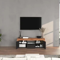 Garnero Arredamenti Mobile Tv Basso|Mobili Tv Moderni-Mobile porta tv 155x51h cm antracite rovere Block Antracite - Rovere