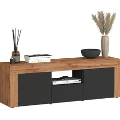 Garnero Arredamenti Mobile Tv Basso|Mobili Tv Moderni-Mobile porta tv 155x51h cm antracite rovere Block Antracite - Rovere