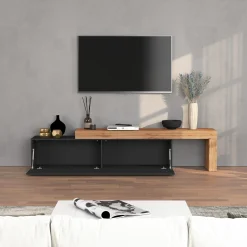 Garnero Arredamenti Mobile Tv Basso|Mobili Tv Moderni-Mobile porta tv 230x51h cm antracite rovere Block Antracite - Rovere