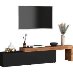 Garnero Arredamenti Mobile Tv Basso|Mobili Tv Moderni-Mobile porta tv 230x51h cm antracite rovere Block Antracite - Rovere