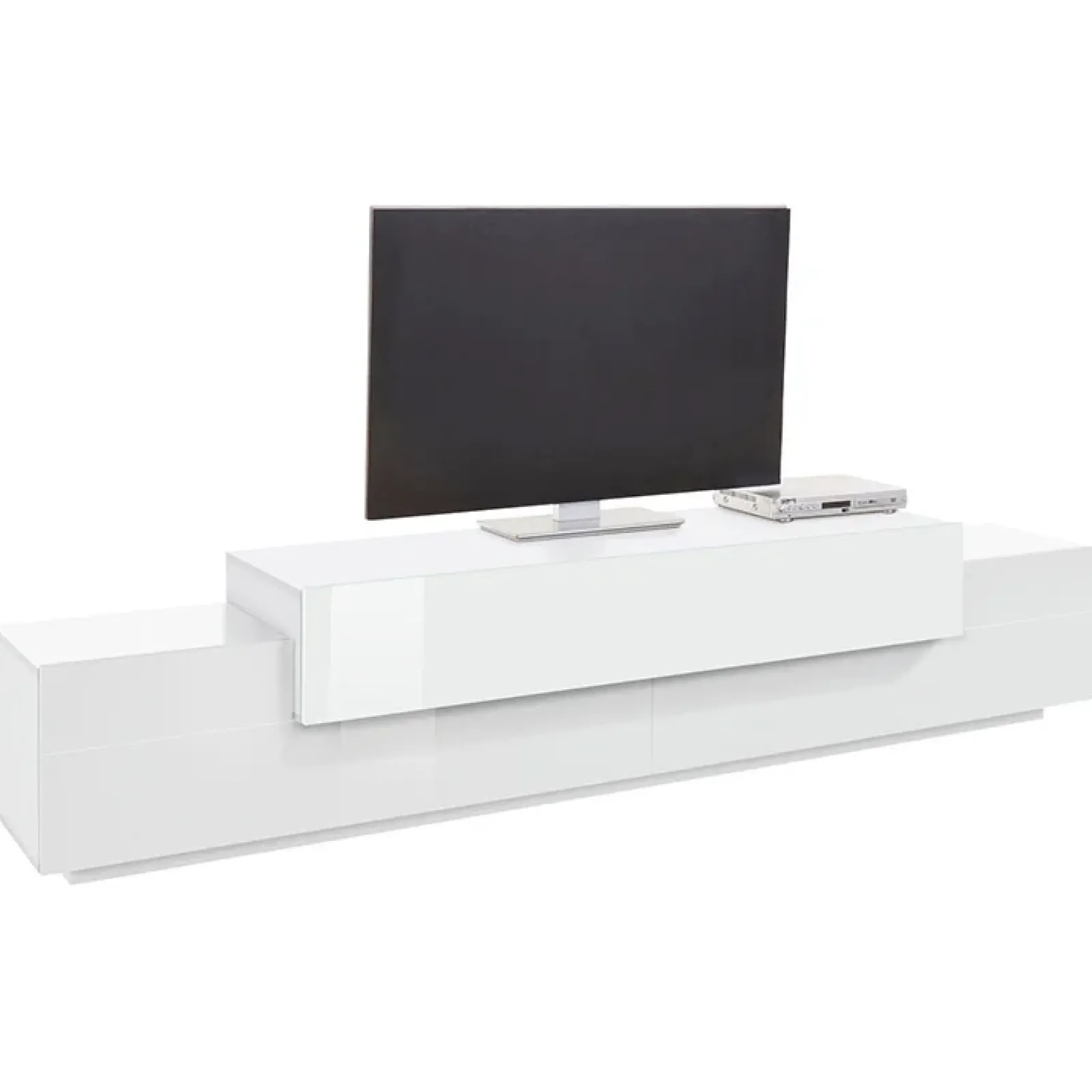Garnero Arredamenti Mobile Tv Basso|Mobili Tv Moderni-Mobile porta TV 240x52h cm Milos Gihome® Bianco Lucido