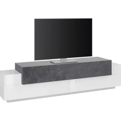 Garnero Arredamenti Mobile Tv Basso|Mobili Tv Moderni-Mobile porta TV 200x52h cm bianco lucido antracite Milos Gihome® Ossido - Bianco Lucido