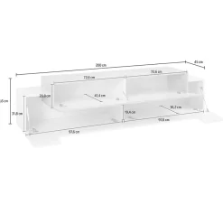 Garnero Arredamenti Mobile Tv Basso|Mobili Tv Moderni-Mobile porta TV 200x52h cm bianco lucido grigio Milos Gihome® Bianco Lucido - Cemento