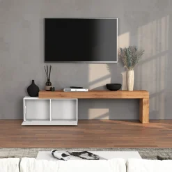 Garnero Arredamenti Mobile Tv Basso|Mobili Tv Moderni-Mobile porta tv 210x51h cm bianco lucido rovere Block Bianco Lucido - Rovere