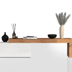 Garnero Arredamenti Mobile Tv Basso|Mobili Tv Moderni-Mobile porta tv 210x51h cm bianco lucido rovere Block Bianco Lucido - Rovere