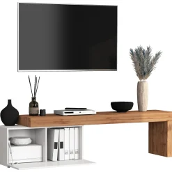 Garnero Arredamenti Mobile Tv Basso|Mobili Tv Moderni-Mobile porta tv 210x51h cm bianco lucido rovere Block Bianco Lucido - Rovere