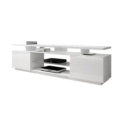 Garnero Arredamenti Mobile Tv Basso-Mobile porta TV 180x56h cm Blackburn Bianco Lucido