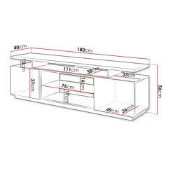 Garnero Arredamenti Mobile Tv Basso-Mobile porta TV 180x56h cm Blackburn Bianco Lucido