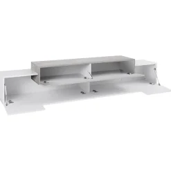 Garnero Arredamenti Mobile Tv Basso|Mobili Tv Moderni-Mobile porta TV 240x52h cm bianco lucido cemento Milos Gihome® Bianco Lucido - Cemento