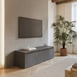 Garnero Arredamenti Mobile Tv In Legno|Mobile Tv Basso-Mobile porta TV 138x40h cm con cassettone Sunset Antracite