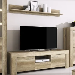 Garnero Arredamenti Mobile Tv Basso-Mobile porta TV 155x50h cm con mensola rovere Vietnam