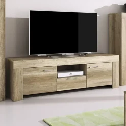 Garnero Arredamenti Mobile Tv Basso-Mobile porta TV 155x50h cm con mensola rovere Vietnam