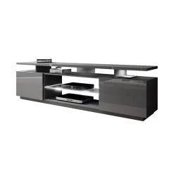 Garnero Arredamenti Mobile Tv Basso-Mobile porta TV 180x56h cm con led lucido Blackburn Grafite