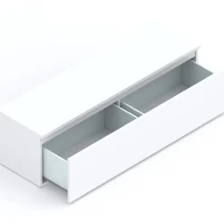 Garnero Arredamenti Mobile Tv In Legno|Mobile Tv Basso-Mobile porta TV 138x40h cm con cassettone Sunset Bianco Lucido