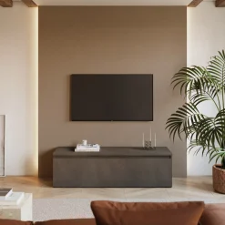 Garnero Arredamenti Mobile Tv Basso|Mobili Tv Moderni-Mobile porta TV 138x40h cm con cassettone nero Sunset Ossido