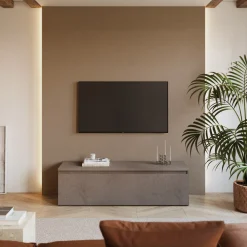 Garnero Arredamenti Mobile Tv In Legno|Mobile Tv Basso-Mobile porta TV 138x40h cm con cassettone bronzo Sunset Marrone