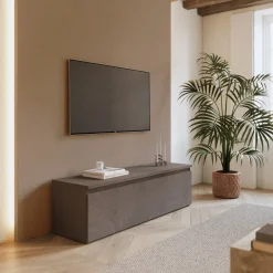 Garnero Arredamenti Mobile Tv In Legno|Mobile Tv Basso-Mobile porta TV 138x40h cm con cassettone bronzo Sunset Marrone