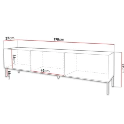 Garnero Arredamenti Mobile Tv Basso|Mobili Tv Moderni-Mobile porta TV 190x5h cm con frontale decorato bianco lucido Marisa