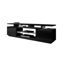 Garnero Arredamenti Mobile Tv Basso-Mobile porta TV 180x56h cm con led Blackburn Nero Lucido
