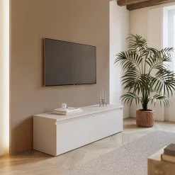 Garnero Arredamenti Mobile Tv In Legno|Mobile Tv Basso-Mobile porta TV 138x40h cm con cassettone Sunset Beige