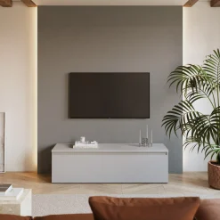 Garnero Arredamenti Mobile Tv In Legno|Mobile Tv Basso-Mobile porta TV 138x40h cm con cassettone Sunset Grigio chiaro