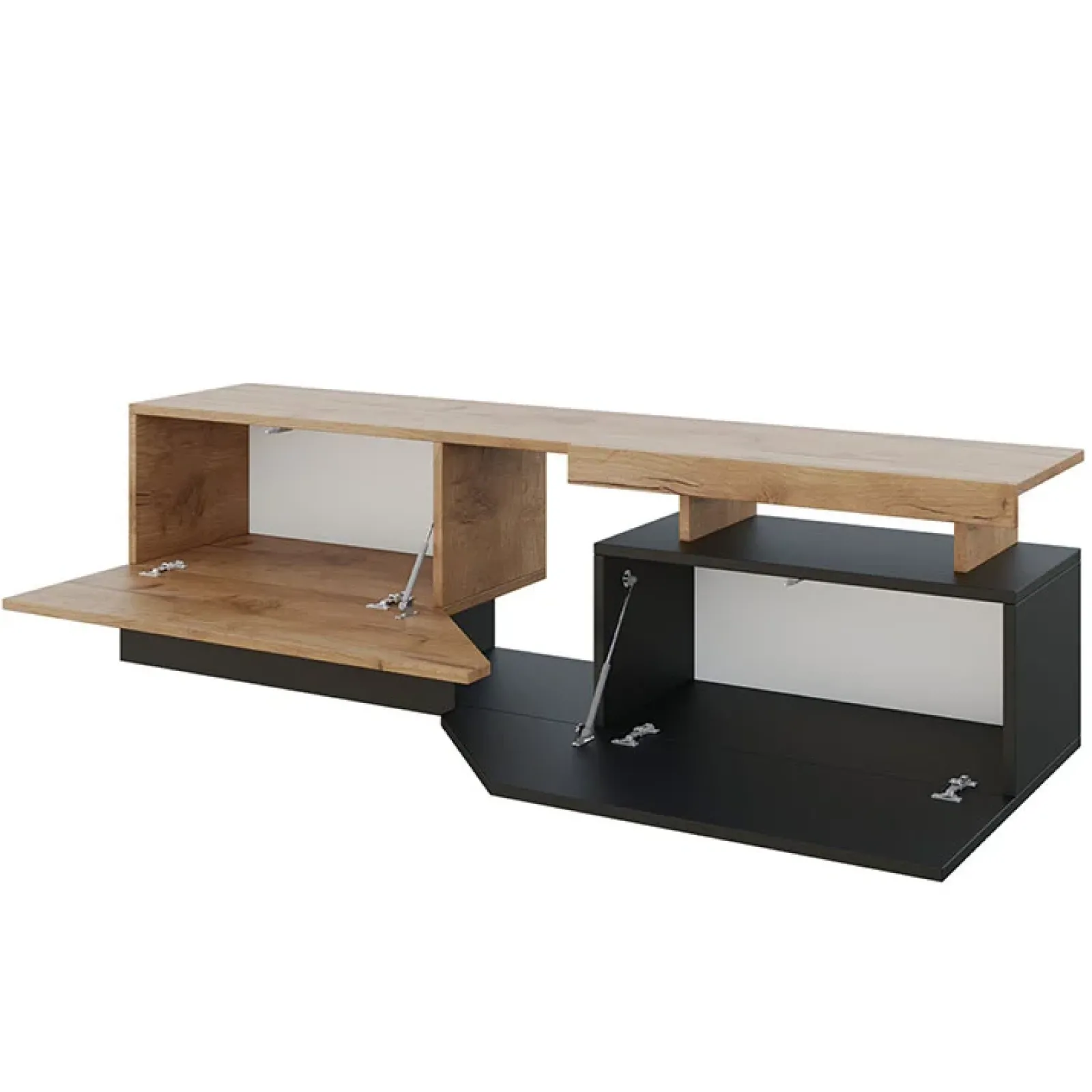 Garnero Arredamenti Mobili Tv Moderni|Mobile Tv Moderno-Mobile porta TV 160x46h cm design moderno rovere antracite Modesta Antracite - Rovere