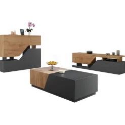 Garnero Arredamenti Mobili Tv Moderni|Mobile Tv Moderno-Mobile porta TV 160x46h cm design moderno rovere antracite Modesta Antracite - Rovere