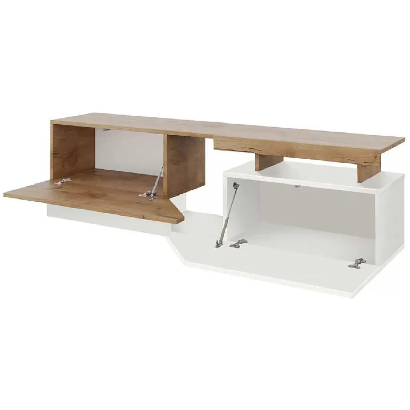 Garnero Arredamenti Mobili Tv Moderni|Mobile Tv Moderno-Mobile porta TV 160x46h cm design moderno rovere bianco Modesta Bianco Opaco - Rovere