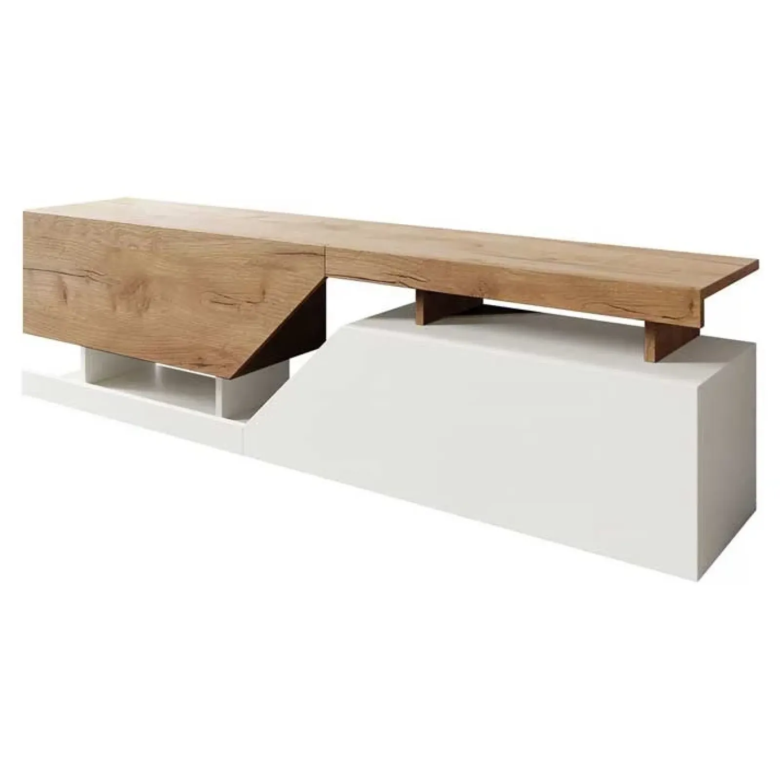 Garnero Arredamenti Mobili Tv Moderni|Mobile Tv Moderno-Mobile porta TV 160x46h cm design moderno rovere bianco Modesta Bianco Opaco - Rovere