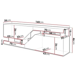 Garnero Arredamenti Mobili Tv Moderni|Mobile Tv Moderno-Mobile porta TV 160x46h cm design moderno rovere bianco Modesta Bianco Opaco - Rovere