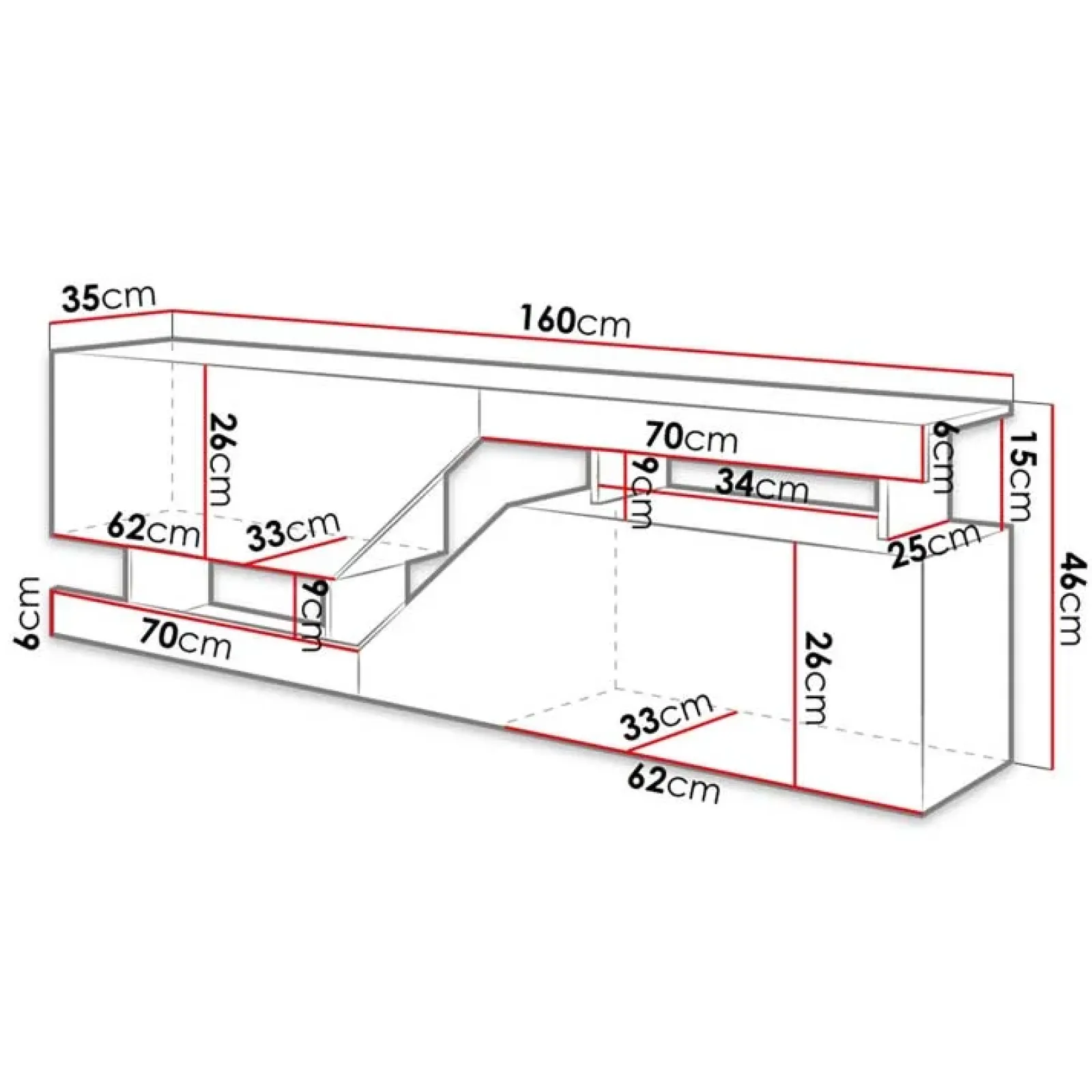 Garnero Arredamenti Mobili Tv Moderni|Mobile Tv Moderno-Mobile porta TV 160x46h cm design moderno rovere bianco Modesta Bianco Opaco - Rovere