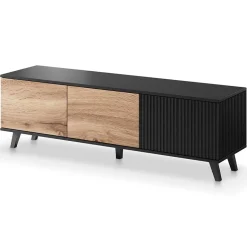 Garnero Arredamenti Mobile Tv Basso|Mobili Tv Moderni-Mobile porta TV 150x47h cm design moderno industrial rovere nero Nandina